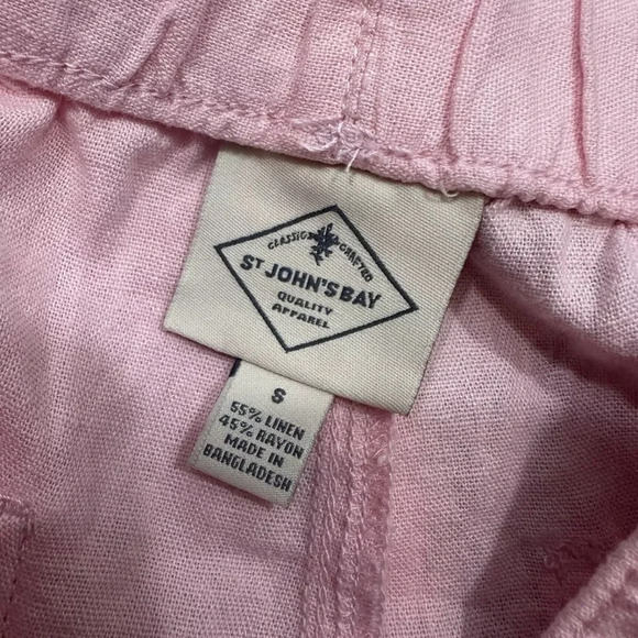 NWT St Johns Bay Cargo Jogger Pants Sz S Linen Blend Elastic Waist Drawstring - Picture 10 of 11